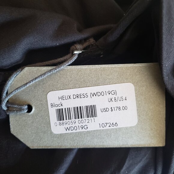 AllSaints Black Helix Dress US Size 4 Wrap Top  Vents Side Hem NEW - Picture 8 of 8